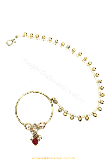 Antique Gold Plated Champagne Stone  Nath By PTJ